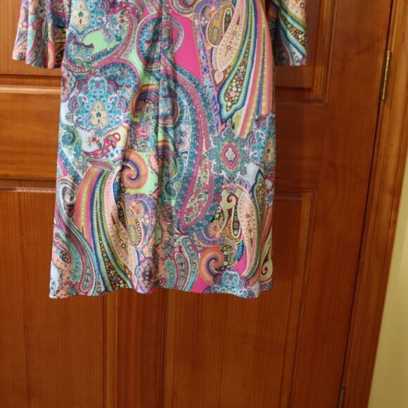 Tommy Hilfiger Y2K Floral Paisley Mini Dress 6 - Bell Sleeve A-Line Vintage - Picture 9 of 13